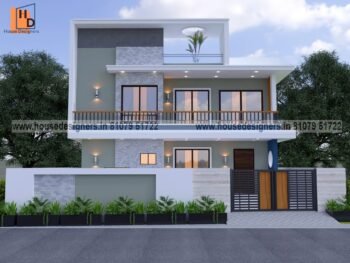 Budget image simple house front design with tiles, white and green color