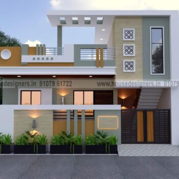 Budget image of simple single floor house design with light green and white color