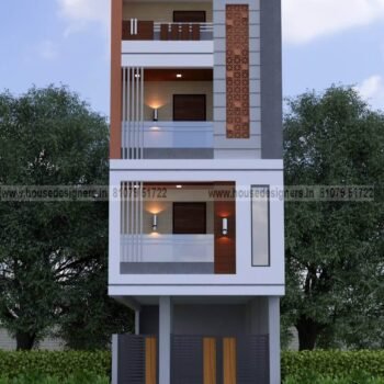 simple imge for small house design 4 floor with gray color and cnc design