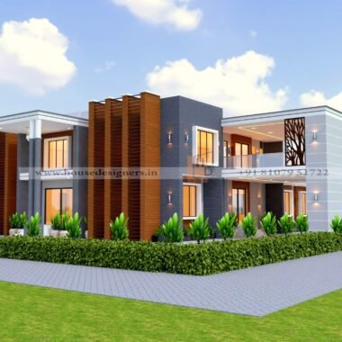 Luxury bungalow 3d elevation design with modern corner plot style