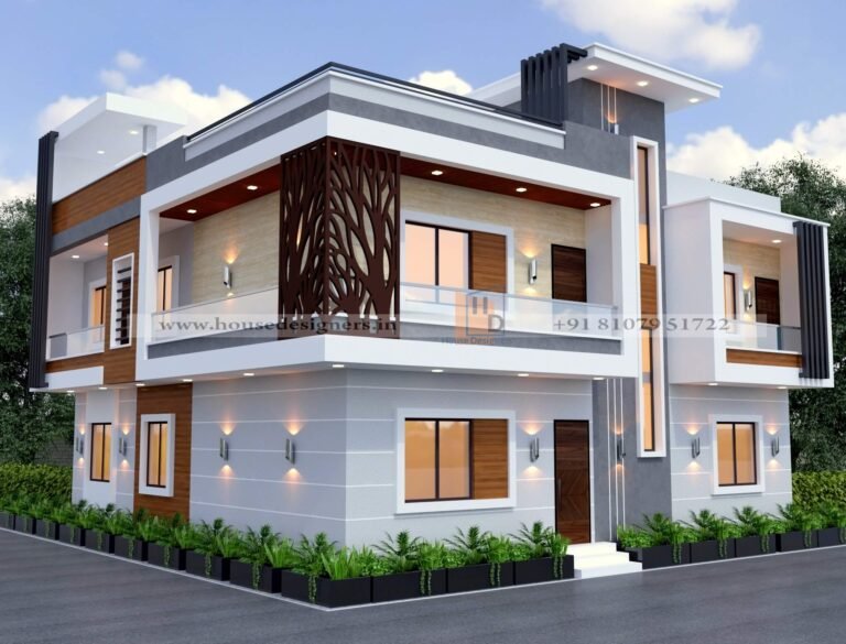 image of facade corner house facade design ideas double floor front design