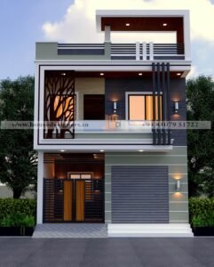 Modern house with small shop elevation design for Indian style