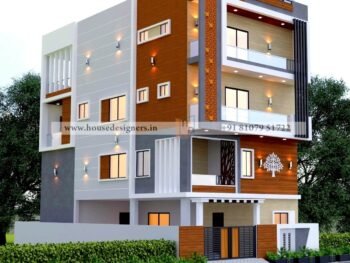 image of house design 3d four floors with grey and white color theme