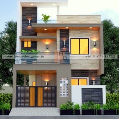 Unique front design for 2 floor house with modern balcony