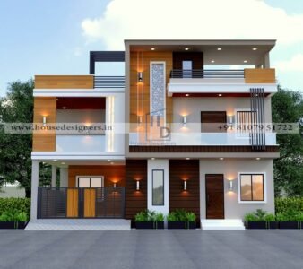 Double floor modern front section with wooden and cnc design