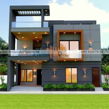 Modern 3d house elevation with grey color theme