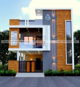 Modern front look 3d design with wooden and grey color theme