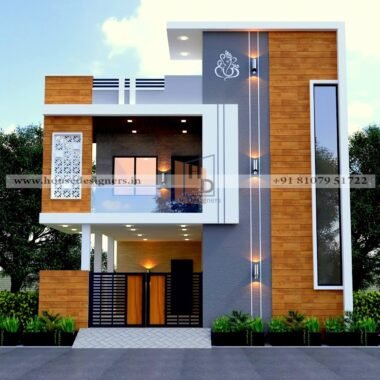 Modern front look 3d design with wooden and grey color theme