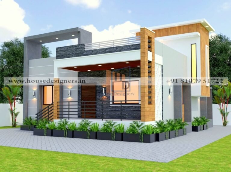 image of front elevation with stone tiles best white grey color theme