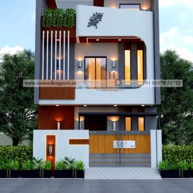Modern 3d house elevation with designer balcony