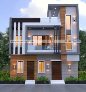 Stylish 2 floor modern concept grey theme front elevation