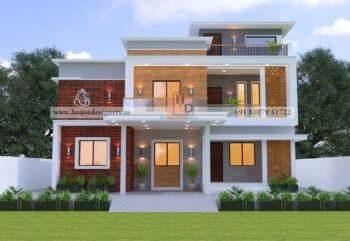 Double floor 3d elevation design  with perfect front house