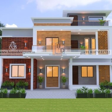Double floor 3d elevation design  with perfect front house