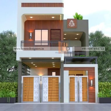 Duplex house front elevation design with premium 3d look
