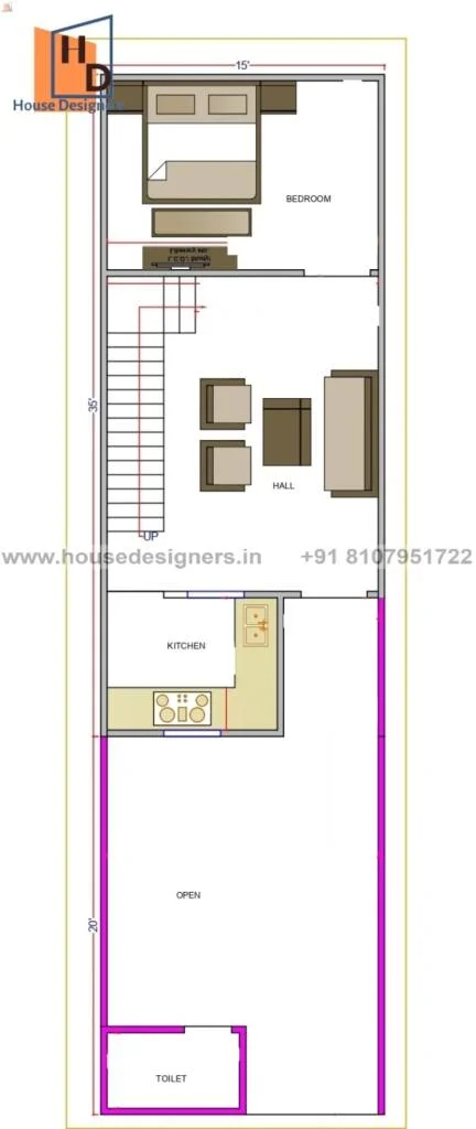15×35 Ft House Plan