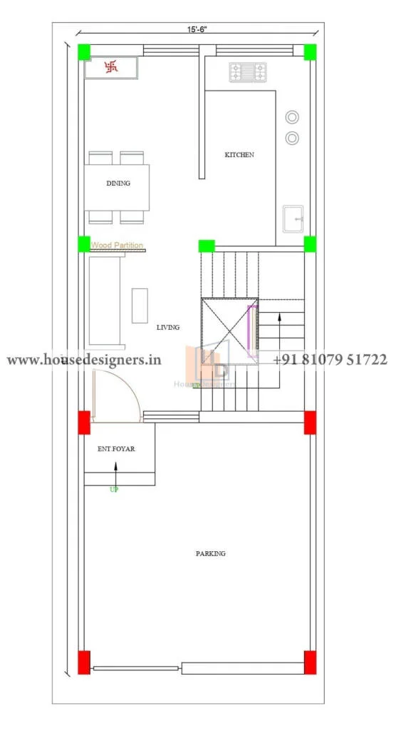 15×41 Ft 1 Story House Plans