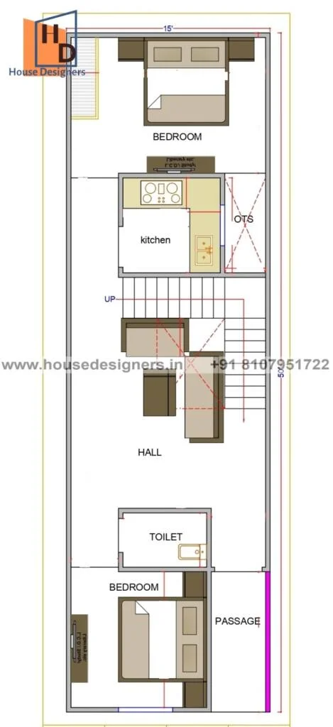 15×50 Ft House Plan