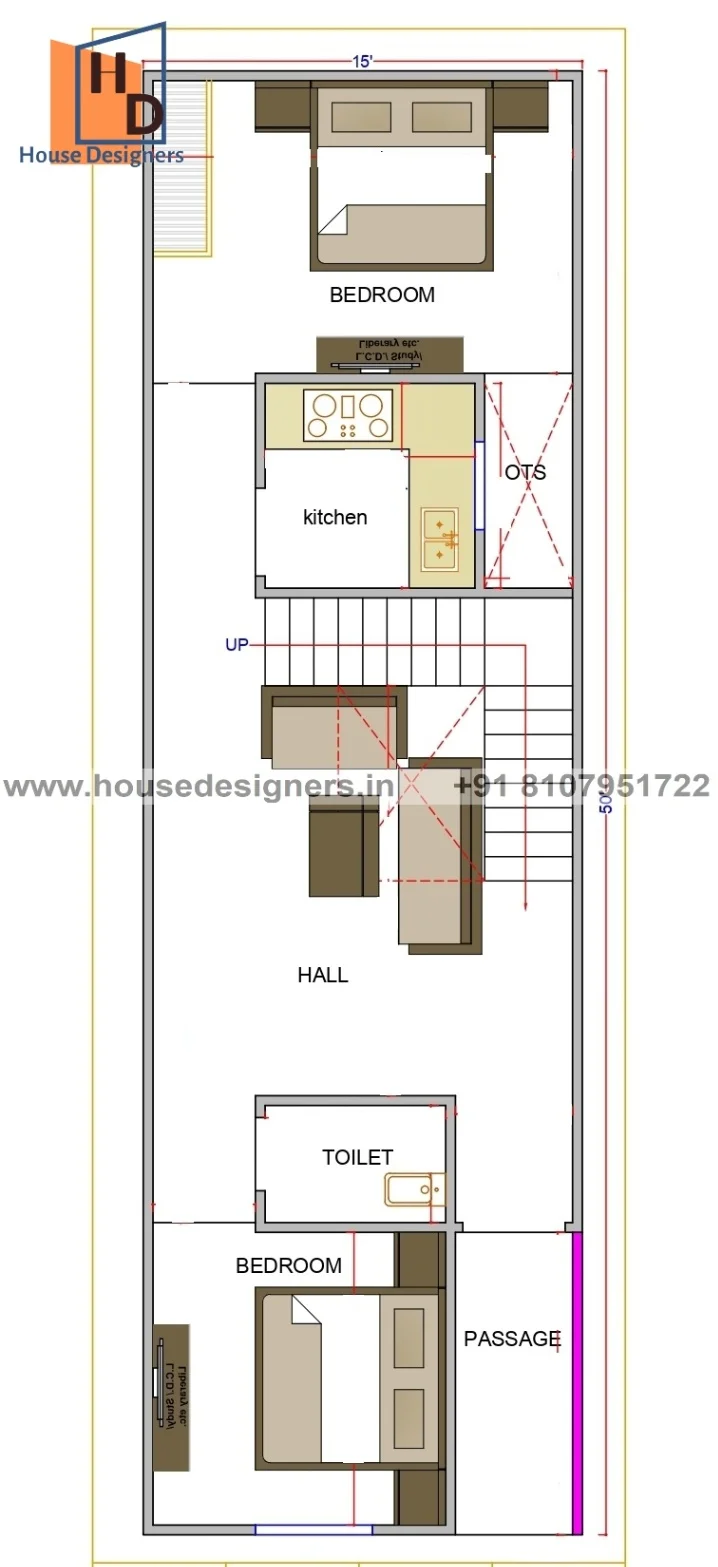 15×50 Ft House Plan