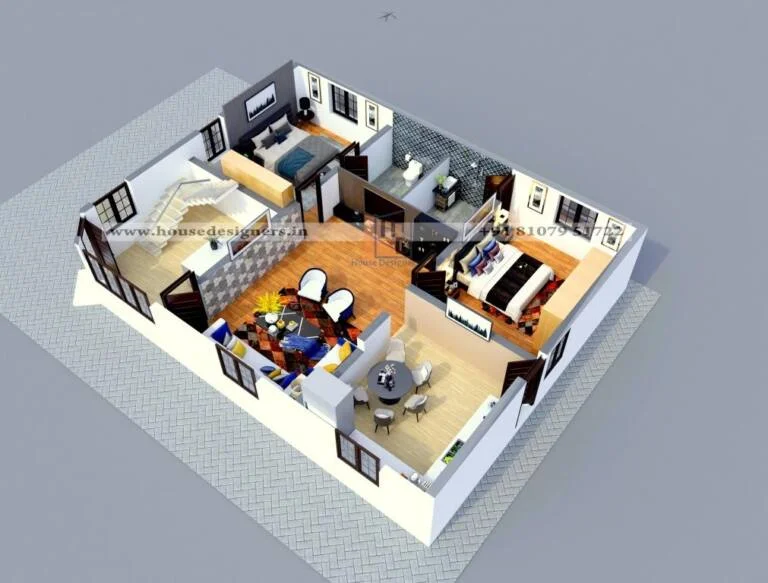 2 Bhk 3d Floor Plan