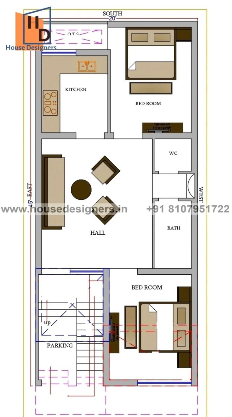 20x45 Ft Home Plan