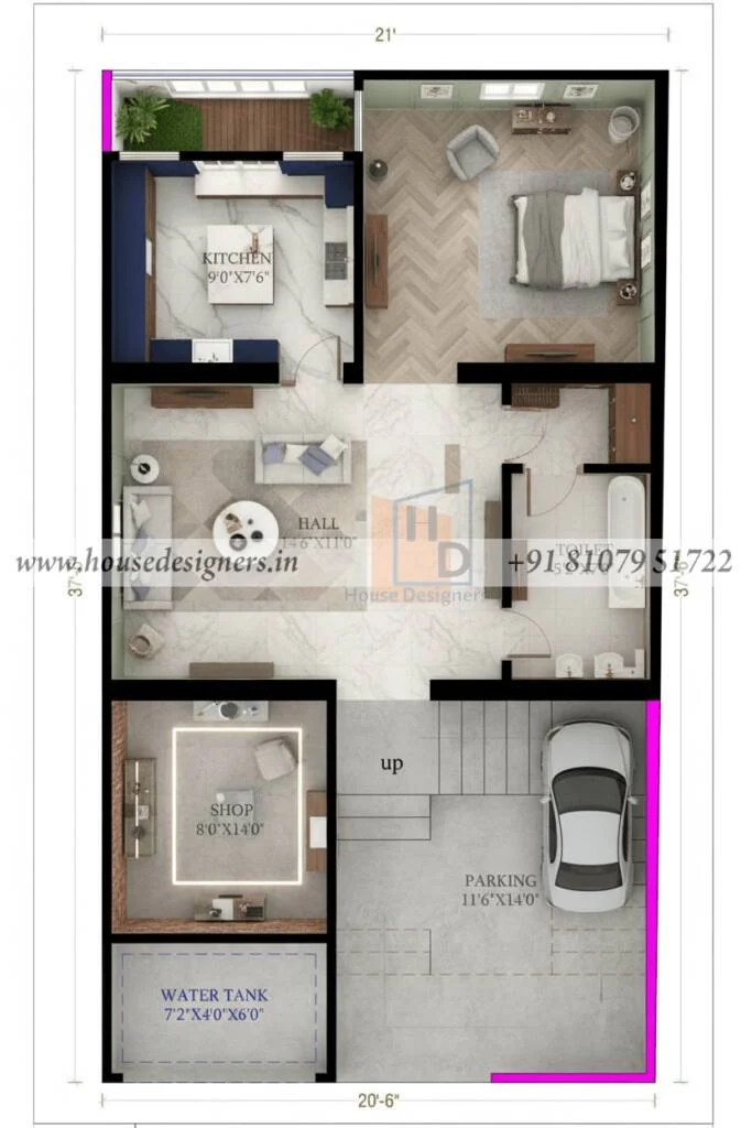 20×38 Ft Floor Plan Design