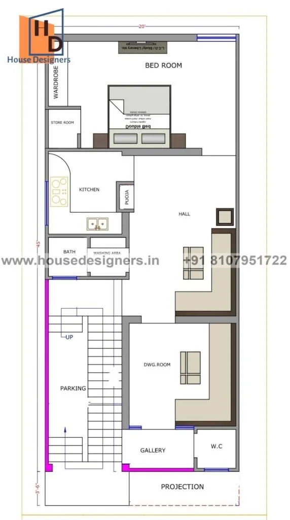 20×45 Ft House Map