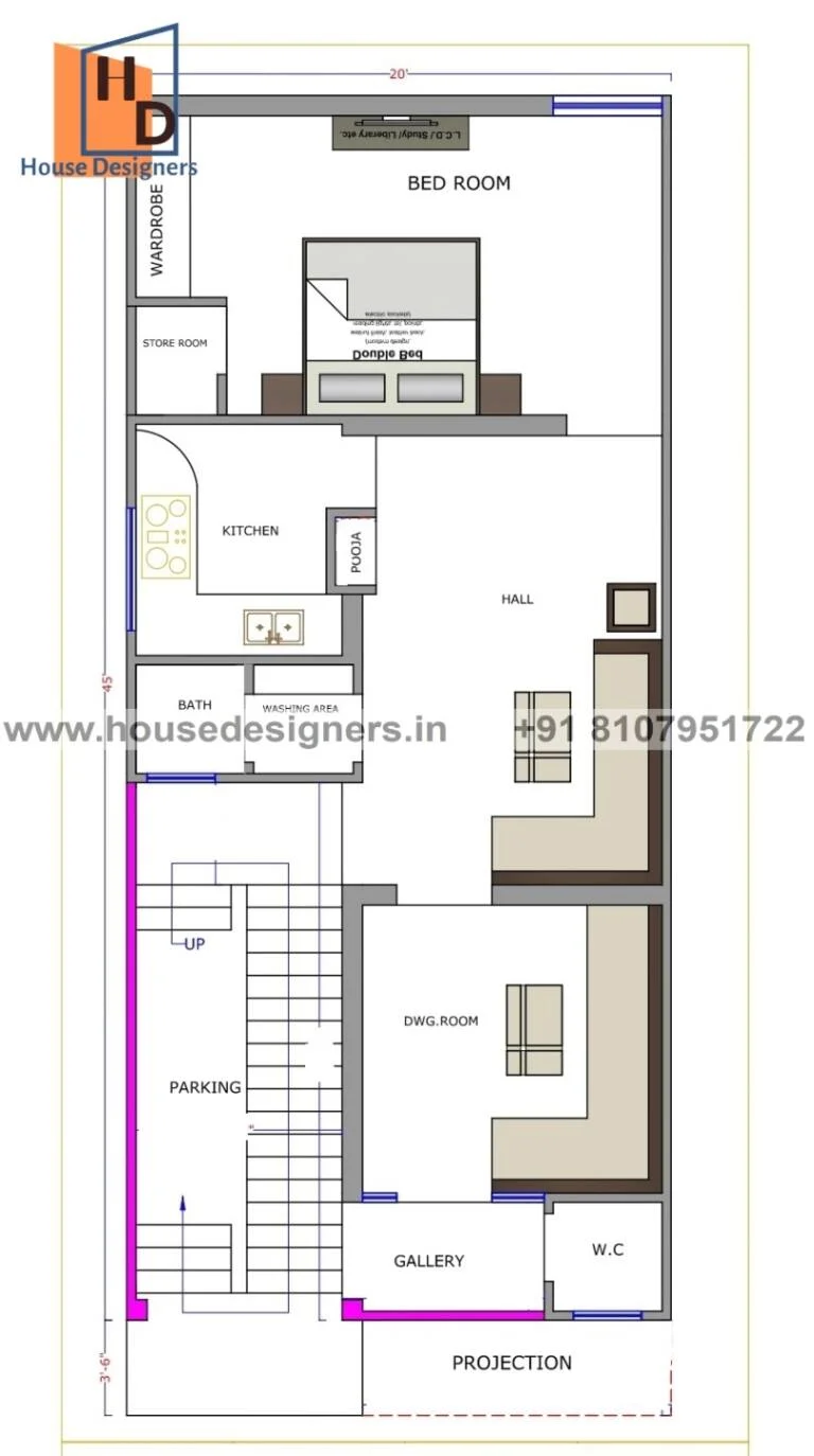 20×45 Ft House Map