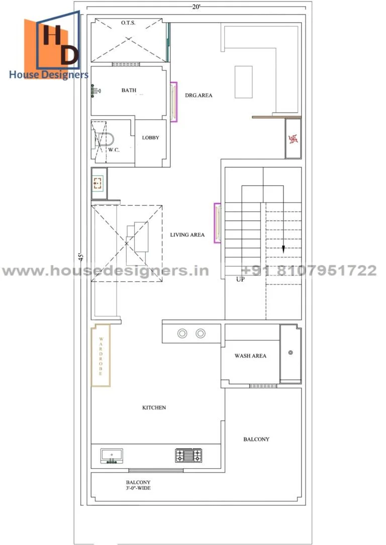 20×45 Ft House Plan