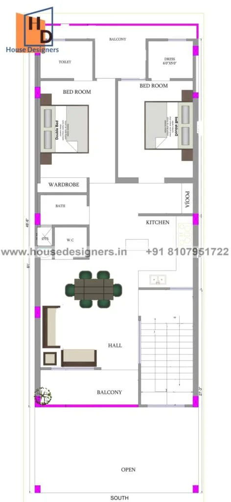 21×60 Ft House Map Scaled