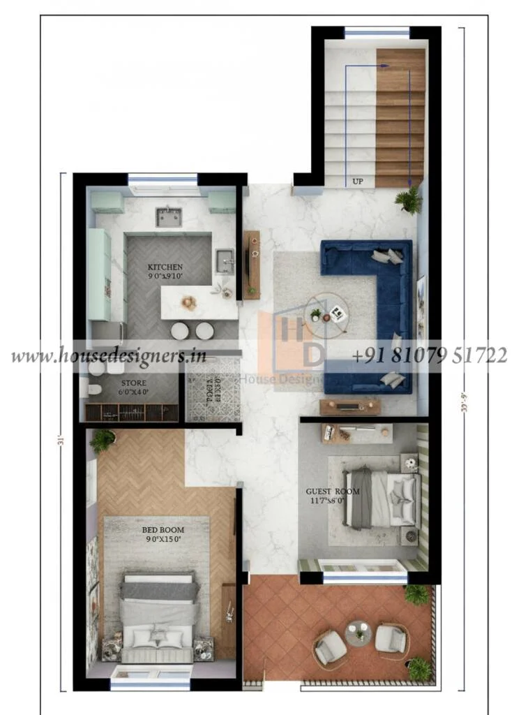22×40 Ft Home Map Design