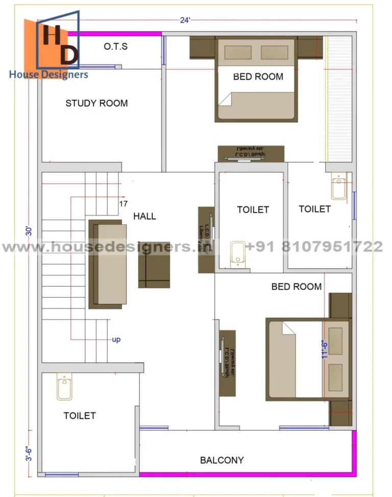 24×34 Ft House Plan