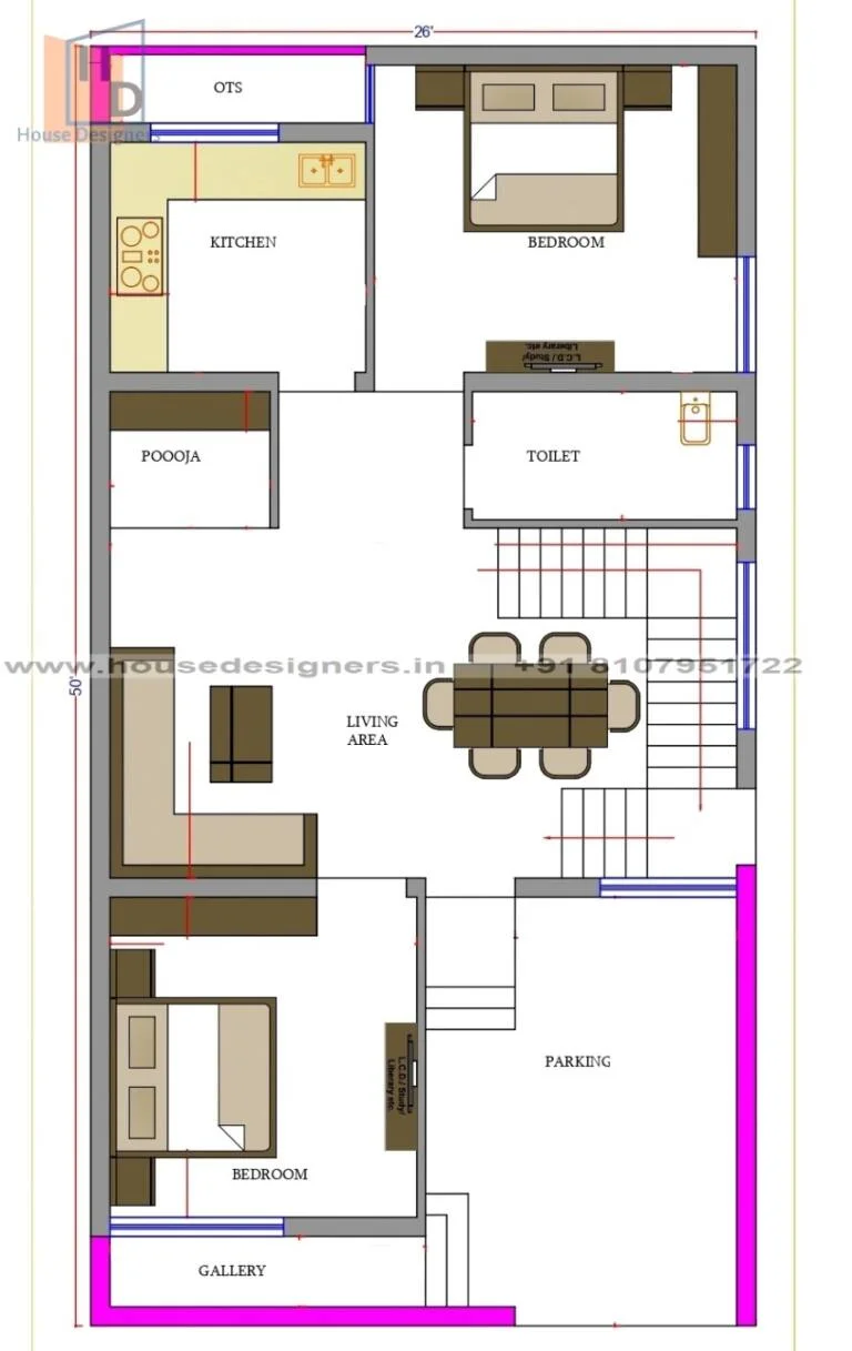 26X50 Ft House Plan