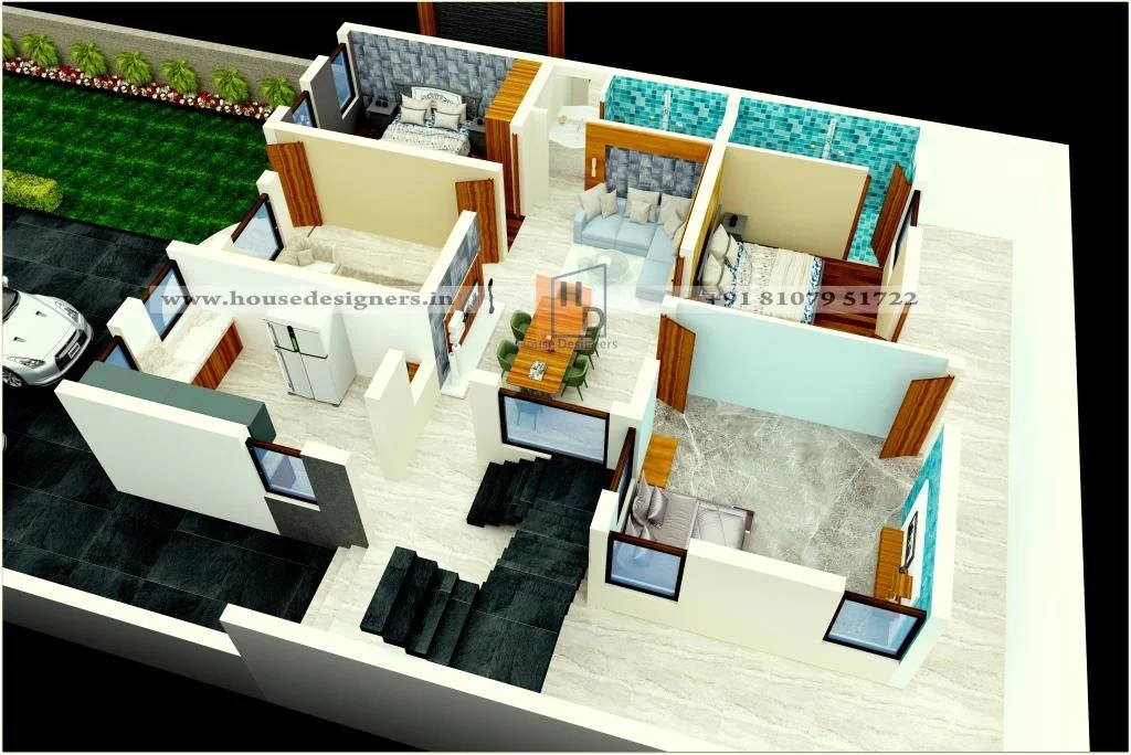 3 Bhk 3d Floor Plan