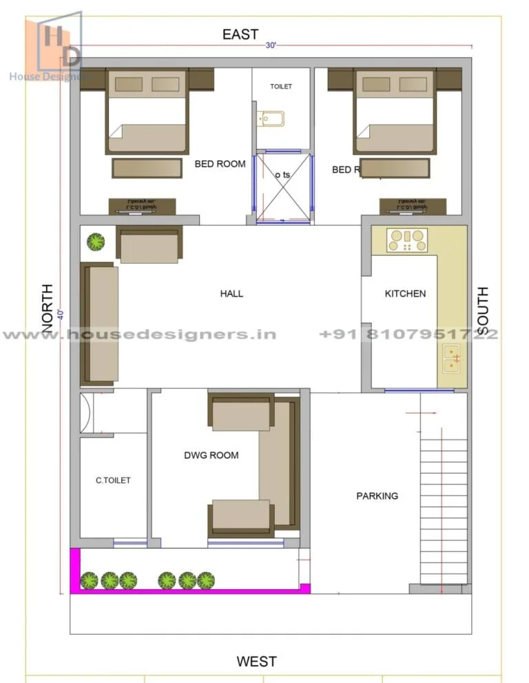 30×40 Ft House Plan