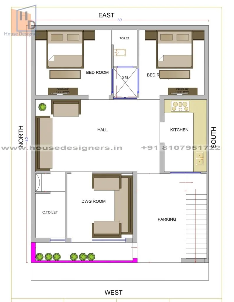 30×40 Ft House Plan