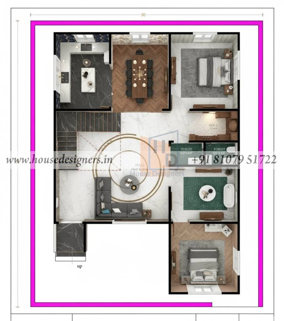 30×50 Ft Two Bhk House Plan Desi