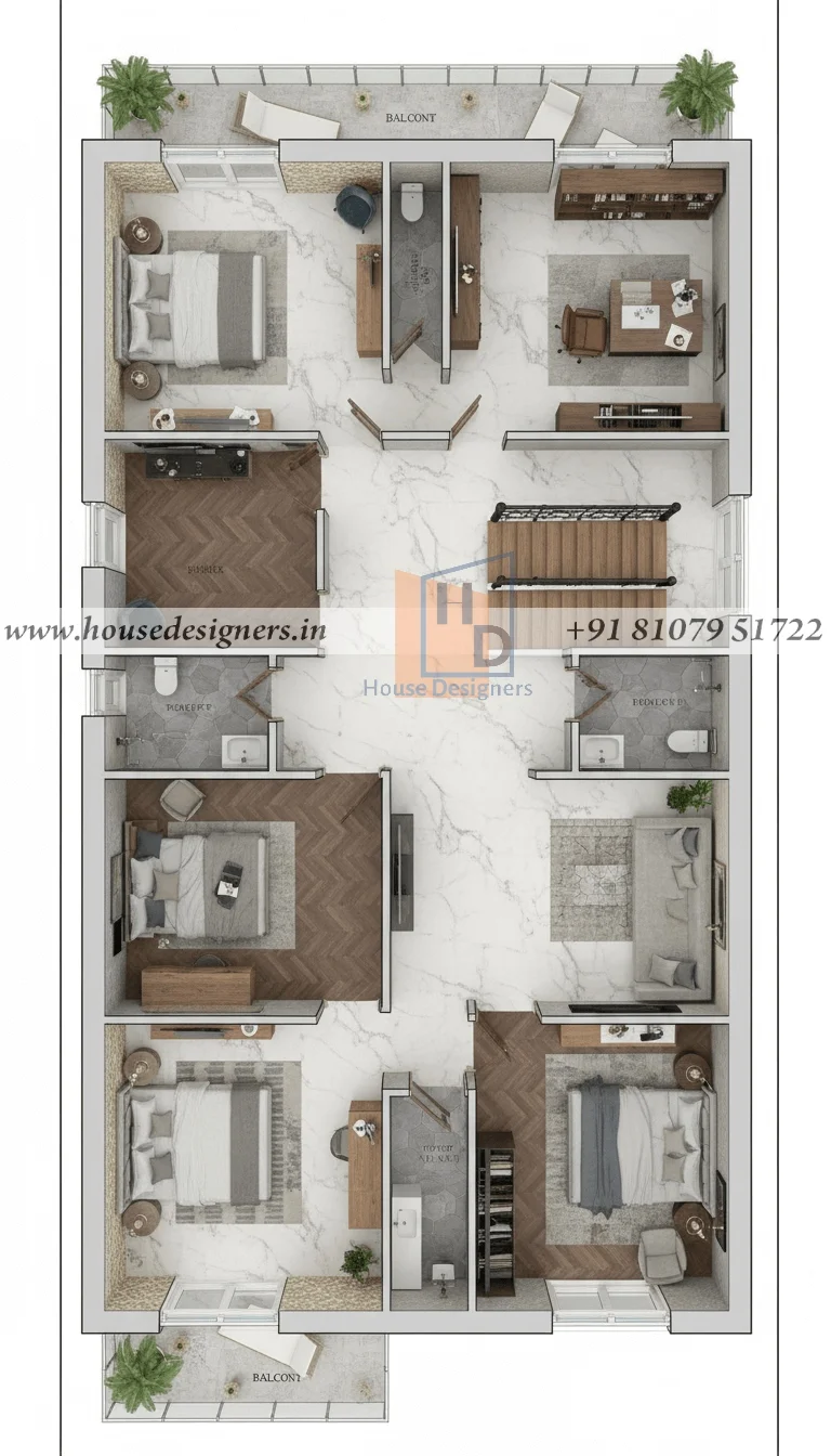 30×60 Ft 4 Bhk Floor Plan Design