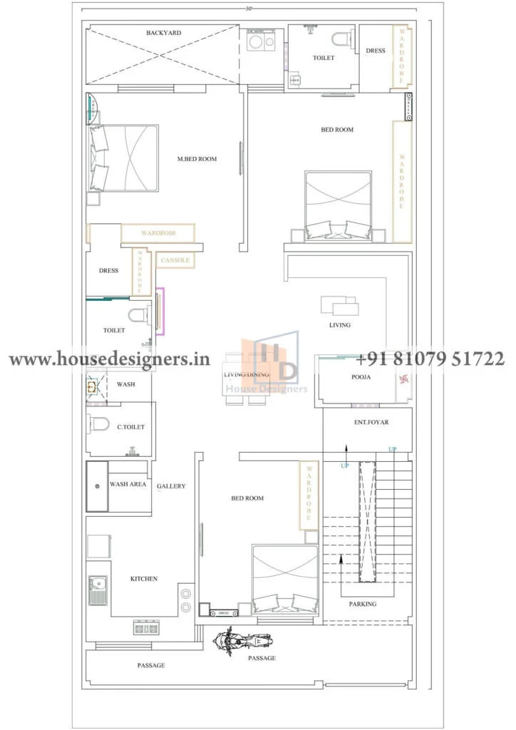 30×60 Ft House Plan Drawing