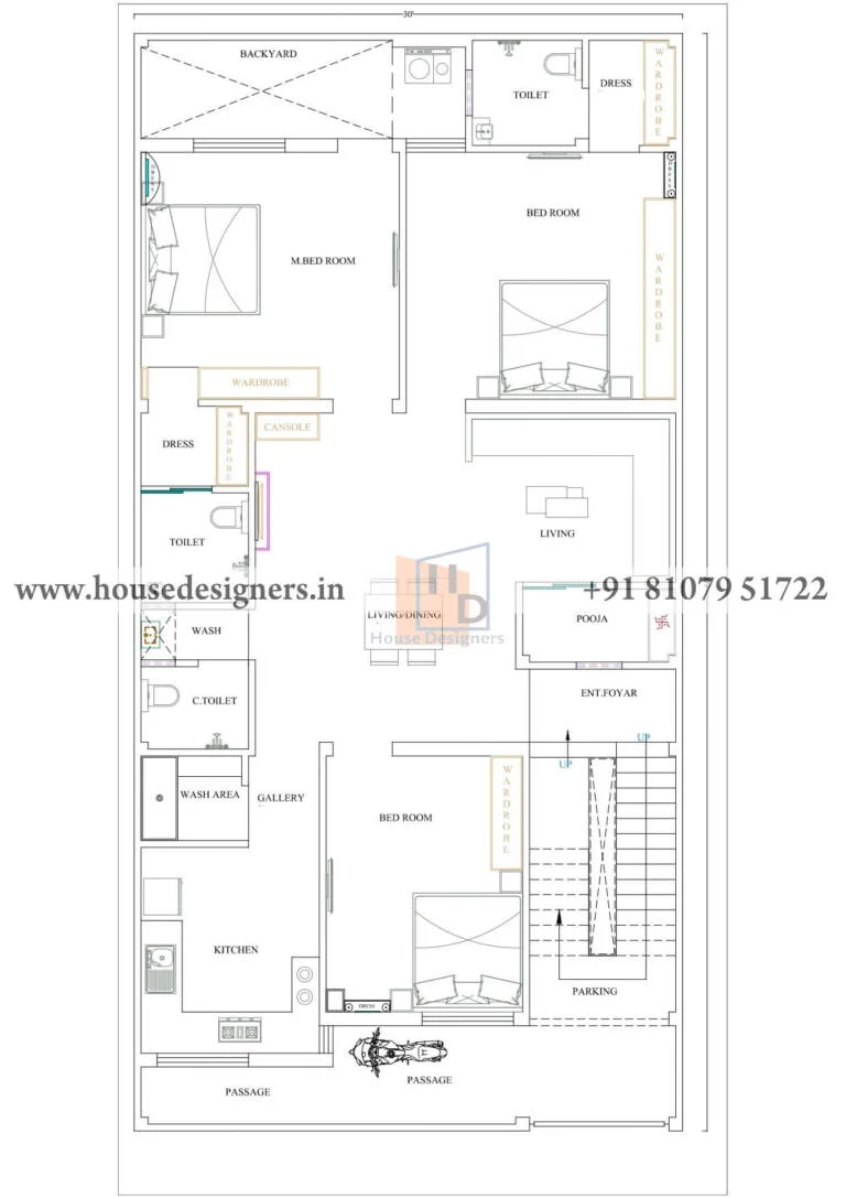 30×60 Ft House Plan Drawing