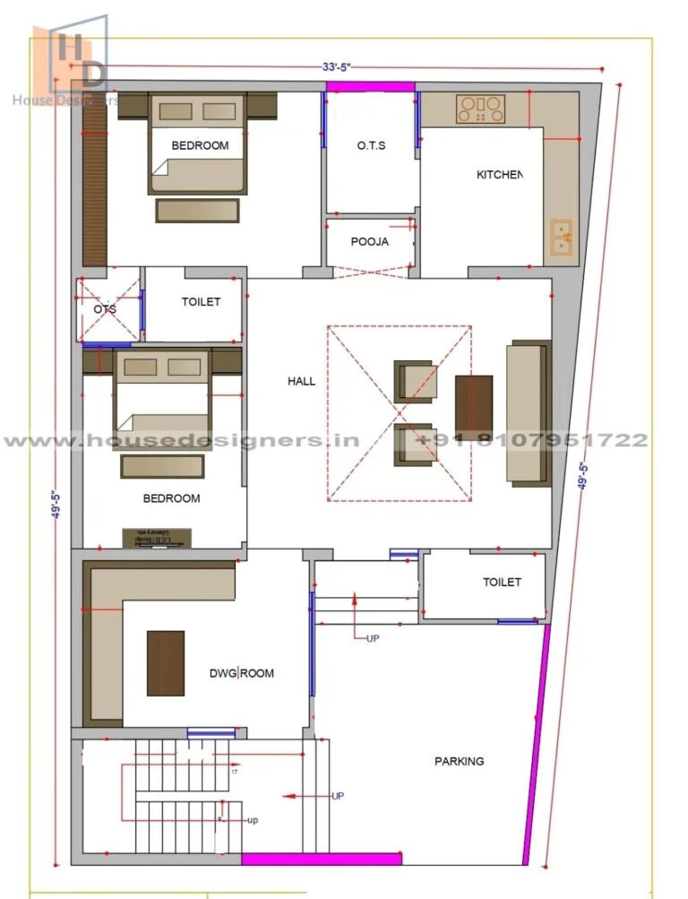 33×50 Ft House Plan