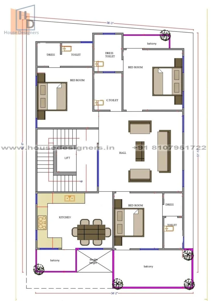 34×54 Ft House Plan