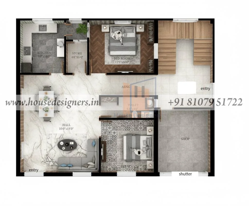 37×30 Ft House Map Design