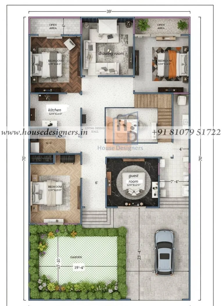 39×70 Ft Home Plan Design