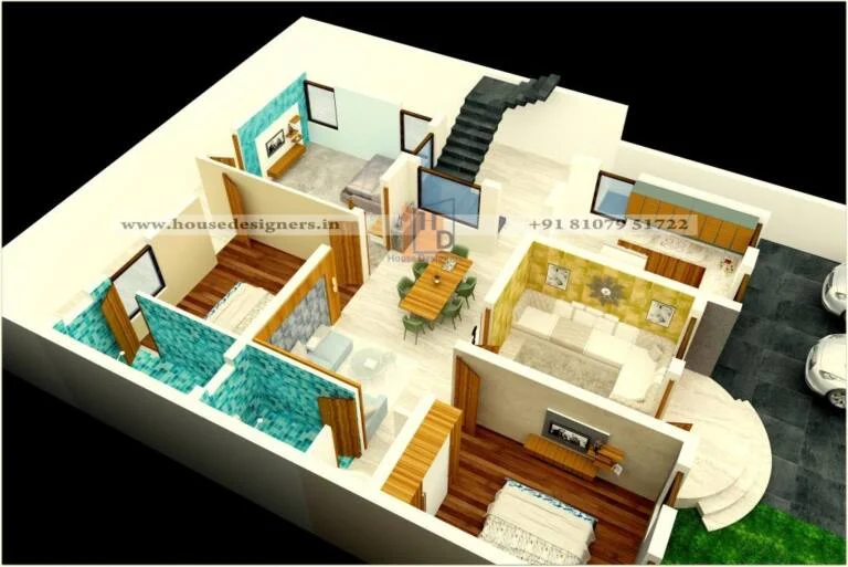 3d Floor Plan Design For 3 Bedroom