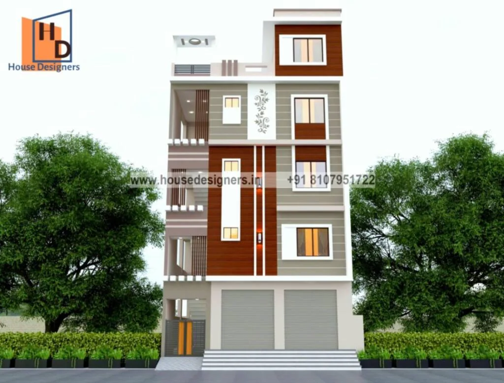 4 Floor Commercial Cum Residential Building Elevation