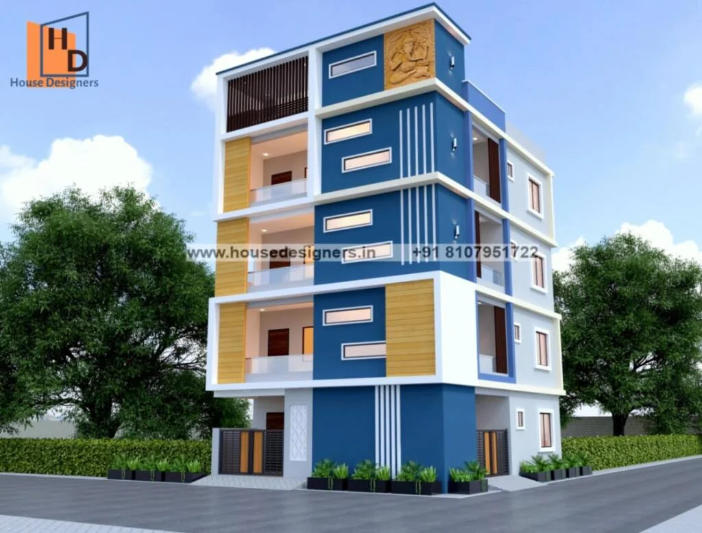 4 Story Building Front Elevation Design