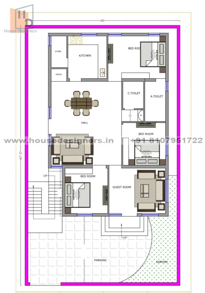40×67 Ft Floor Plan