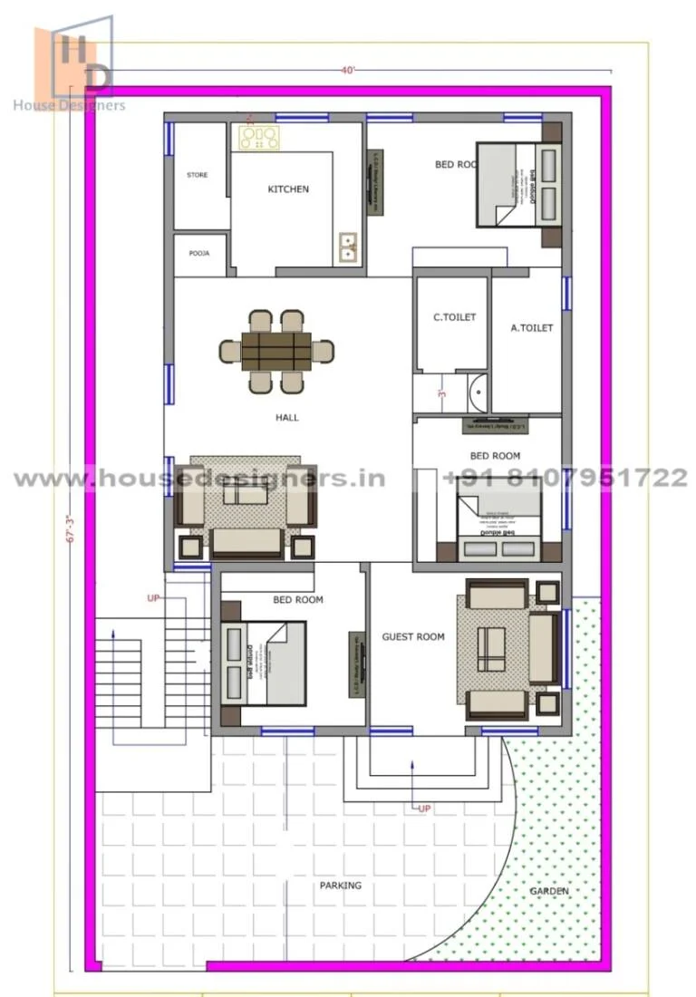 40×67 Ft Floor Plan