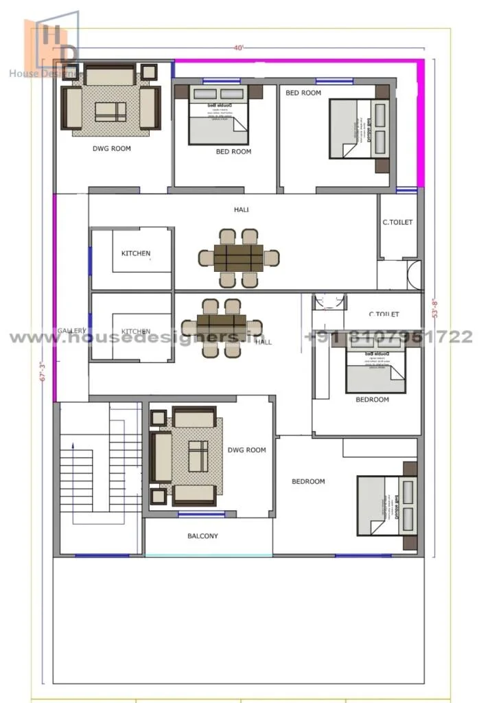 40×67 Ft House Plan