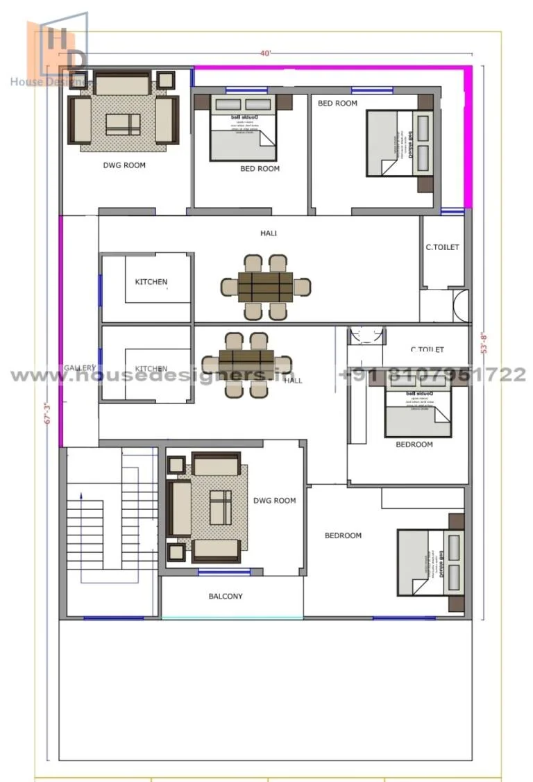 40×67 Ft House Plan